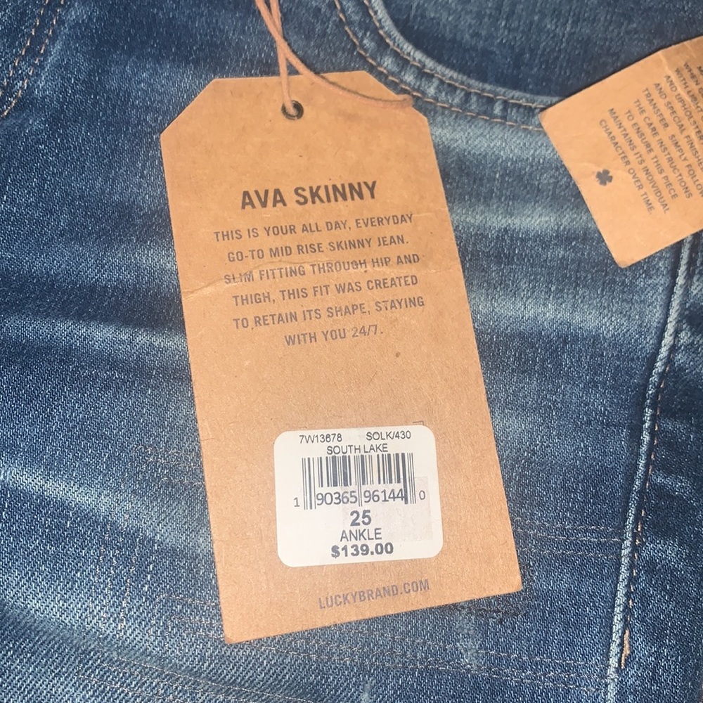 NWT Lucky Brand Ava Skinny Ankle Stitched Jean in South Lake Size 25/ Size 0 - Picture 12 of 14